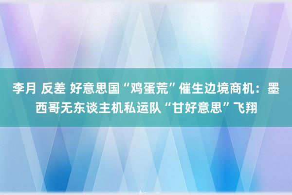 李月 反差 好意思国“鸡蛋荒”催生边境商机：墨西哥无东谈主机私运队“甘好意思”飞翔