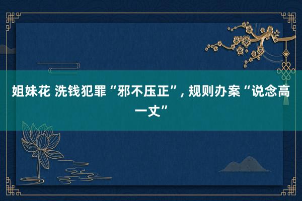 姐妹花 洗钱犯罪“邪不压正”， 规则办案“说念高一丈”