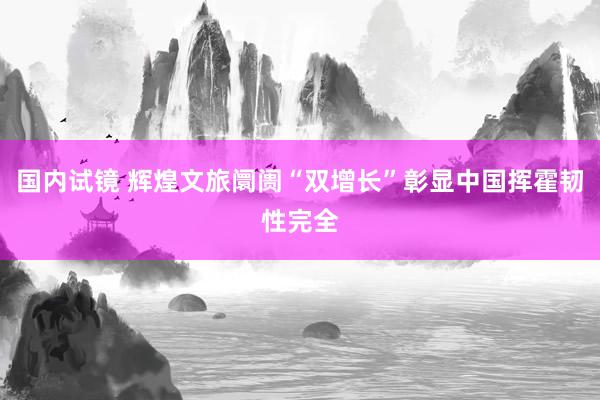 国内试镜 辉煌文旅阛阓“双增长”彰显中国挥霍韧性完全